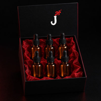 Six scent oil bottles in gift box